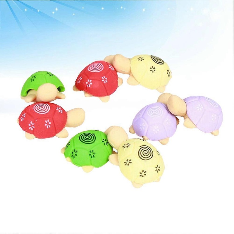 20pcs Creative Tortoise Shaped Pencil Erasers Assorted Colors Made of Rubber for Student Use