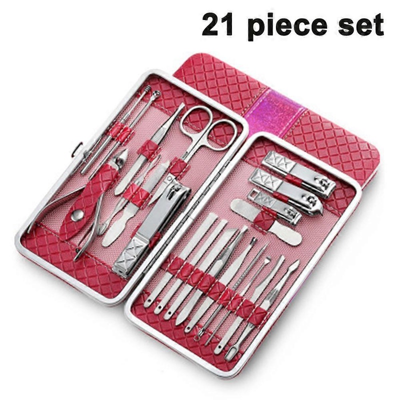 21 Pcs Nail Clippers Pedicure Kit Stainless Steel Professional Manicure Kit for Men/Women Nail Care Tools Personal Home Travel Care Kits with Leather