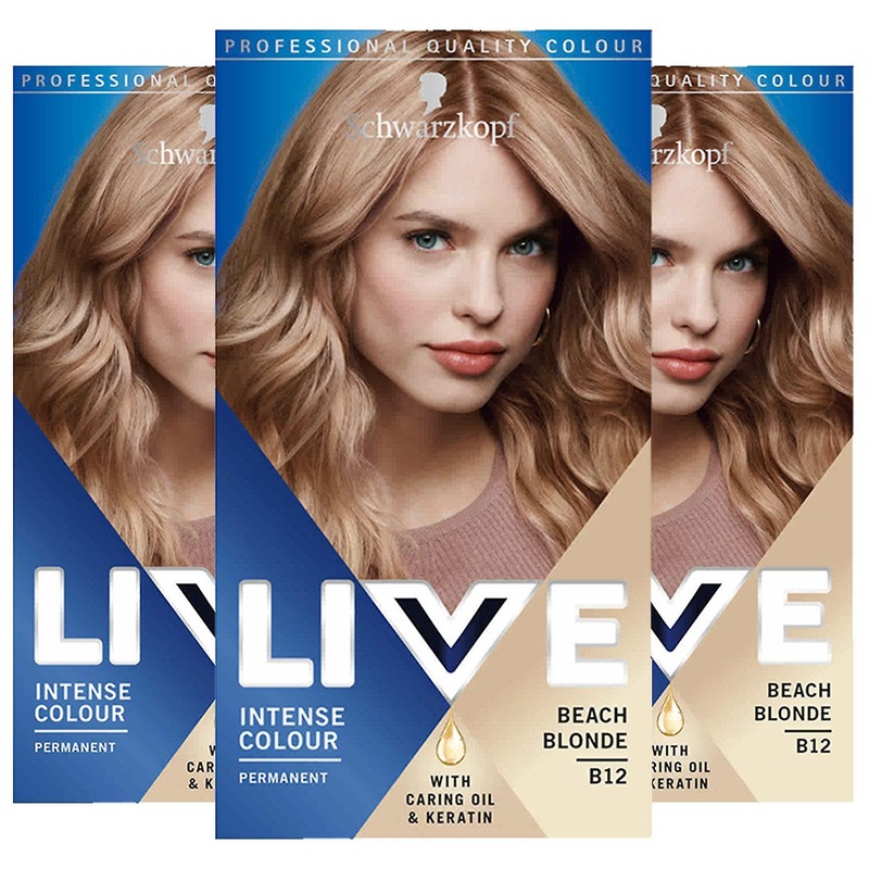 3x LIVE Beach Blonde Permanent Hair Dye, Intense Colour B12