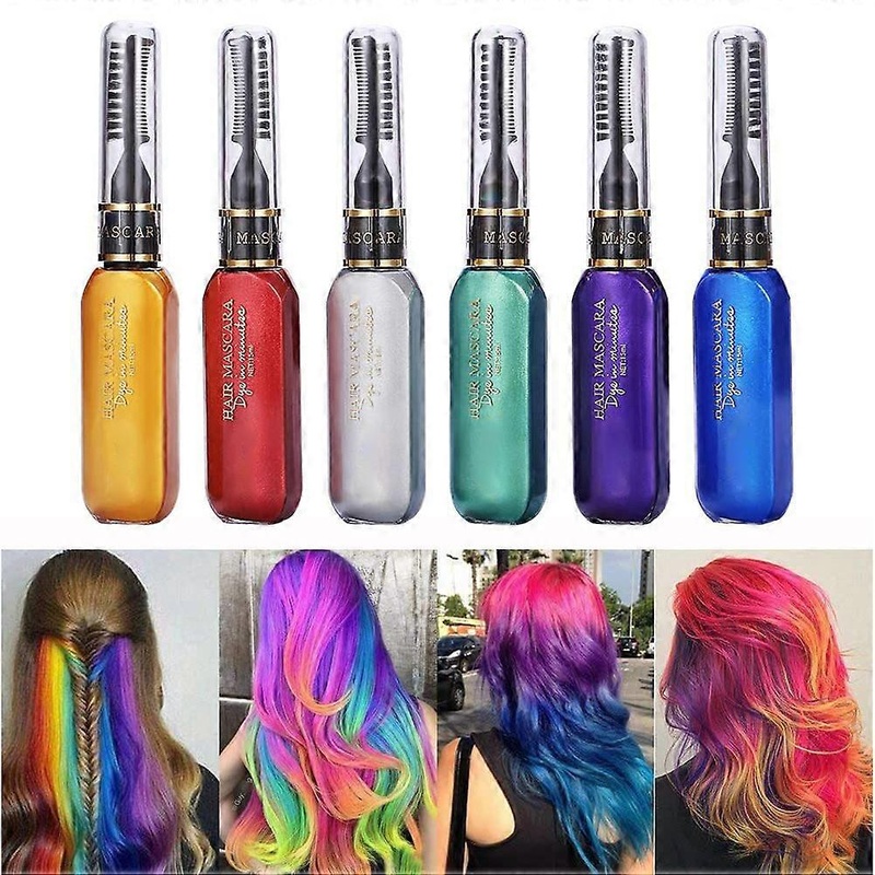 6Pcs Temporary Hair Chalk Dye Touchup Mascara Temporary Hair Chalk Non Toxic Washable Color Chalk