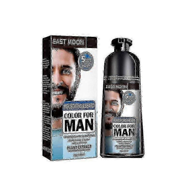Beard Hair Color Dye Shampoo Natural Men Mustache Dying Black Darkening 100ml – ya