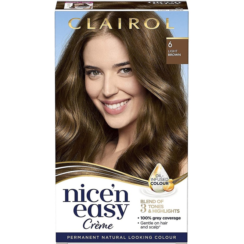 Clairol Nice’n Easy 3 Tone Oil Infused Permanent Hair Color Dye 6 Light Brown