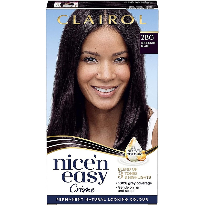 Clairol Nice’n Easy 3 Tones & Highlights Permanent Hair Dye 2BG Burgundy Black