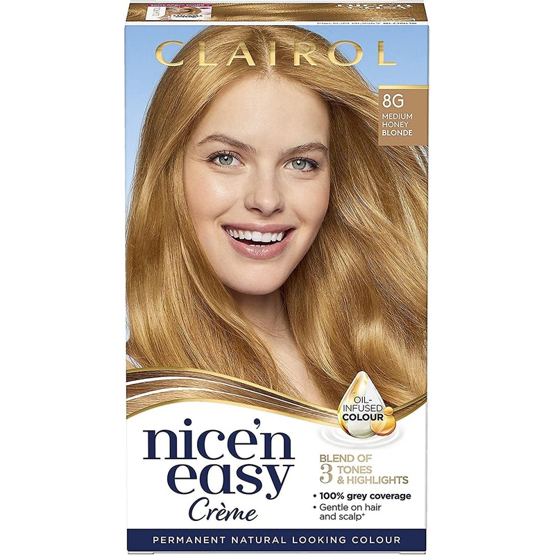Clairol Nice’n Easy 3 Tones Permanent Coverage Hair Dye 8G Medium Honey Blonde