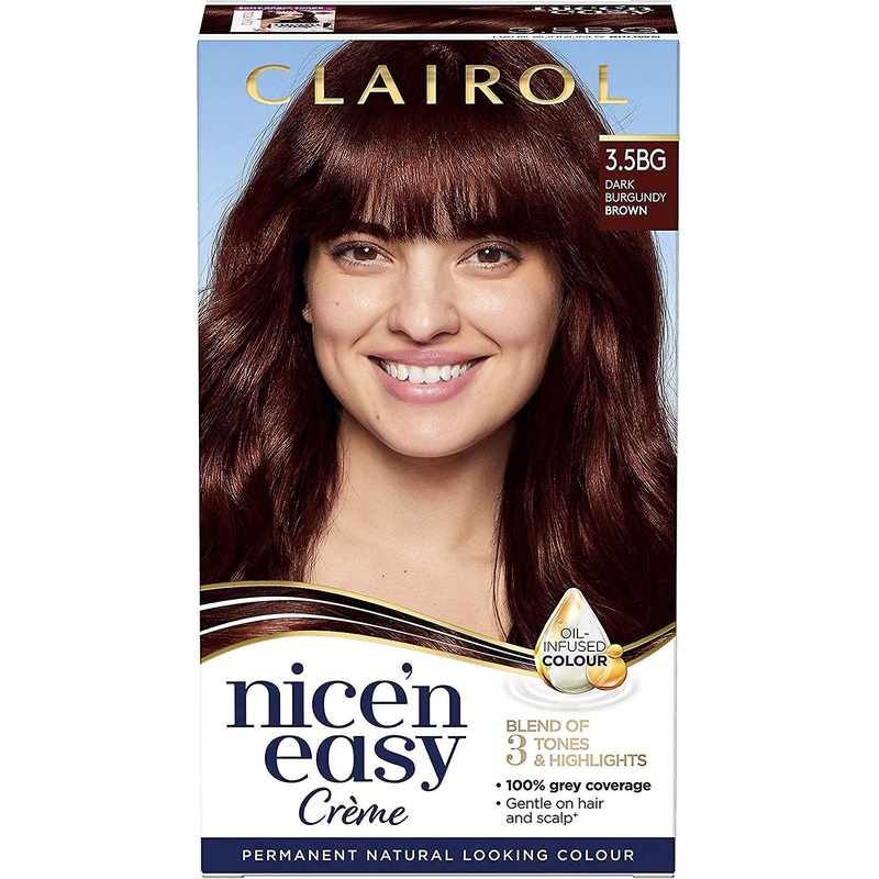 Clairol Nice’n Easy 3 Tones Permanent Hair Dye 3.5BG Dark Burgundy Brown