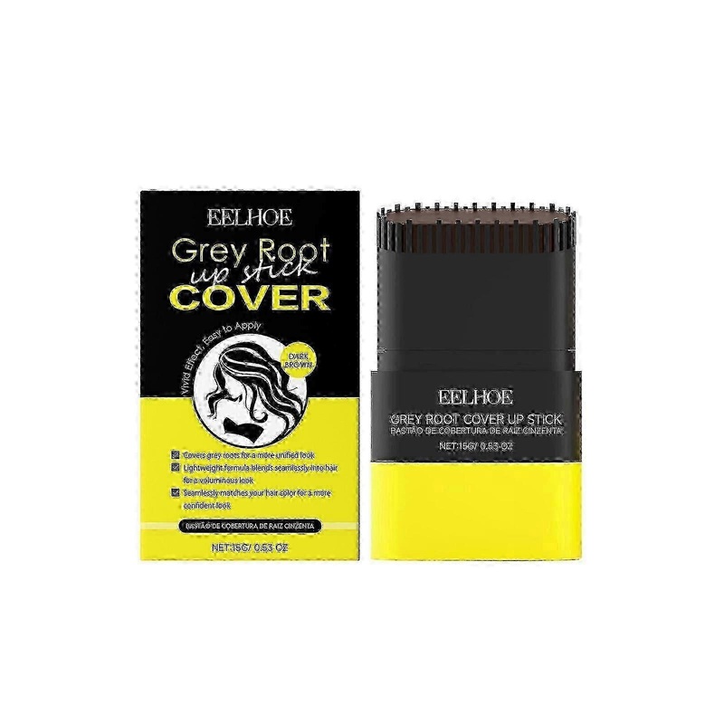 EELHOE dark brown root modification stick, modifying hair roots, natural covering, portable design hair care stick