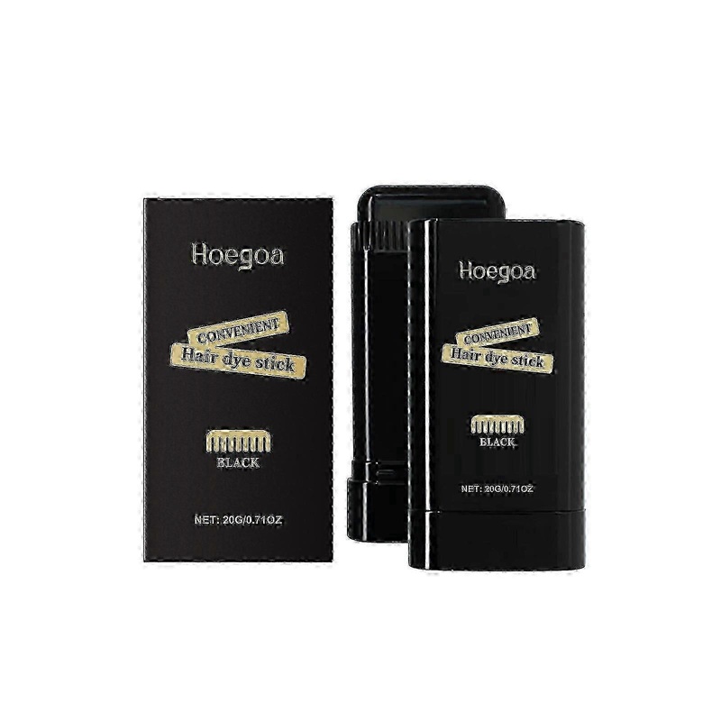 Hoegoa black hair color stick, covers hair color, disposable color touch-up pen with comb, temporary hair touch-up