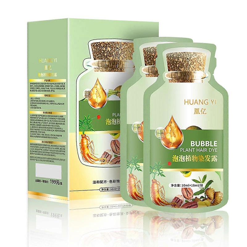 Natural Plant Hair Color Changea Box Of 10 Bags Of Bubble Hair Dye, Each Containing 20ml