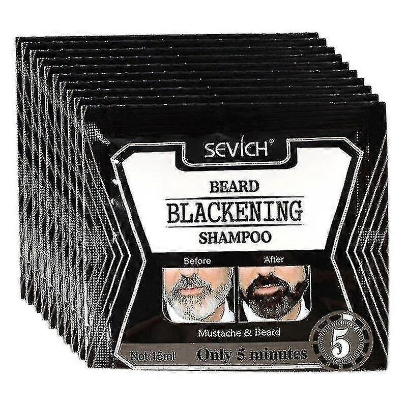 10pcs 5mins Blackening Beard Shampoo Dye Beard Into Black Herb Natural Faster Blackening Beard Coloring Removal Perfect Quality