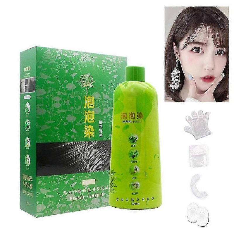 500ml Brimless Shampoo, Herbal Bubble Gray Hair Dye Shampoo