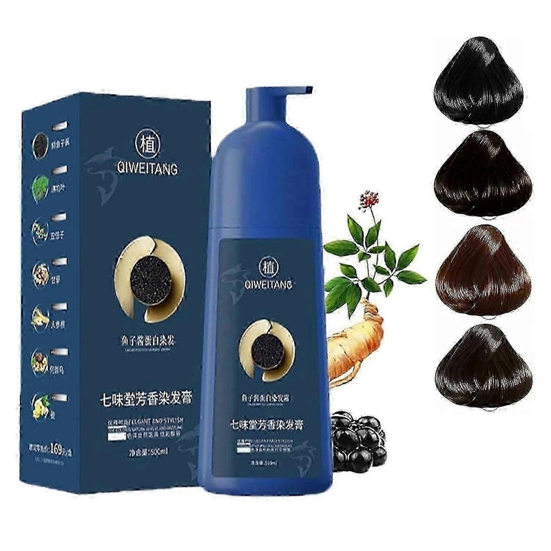 500ml Caviar Protein Hair Dye Shampoo – Plant-Based Instant Colour for Natural-Looking Coverage & Shine