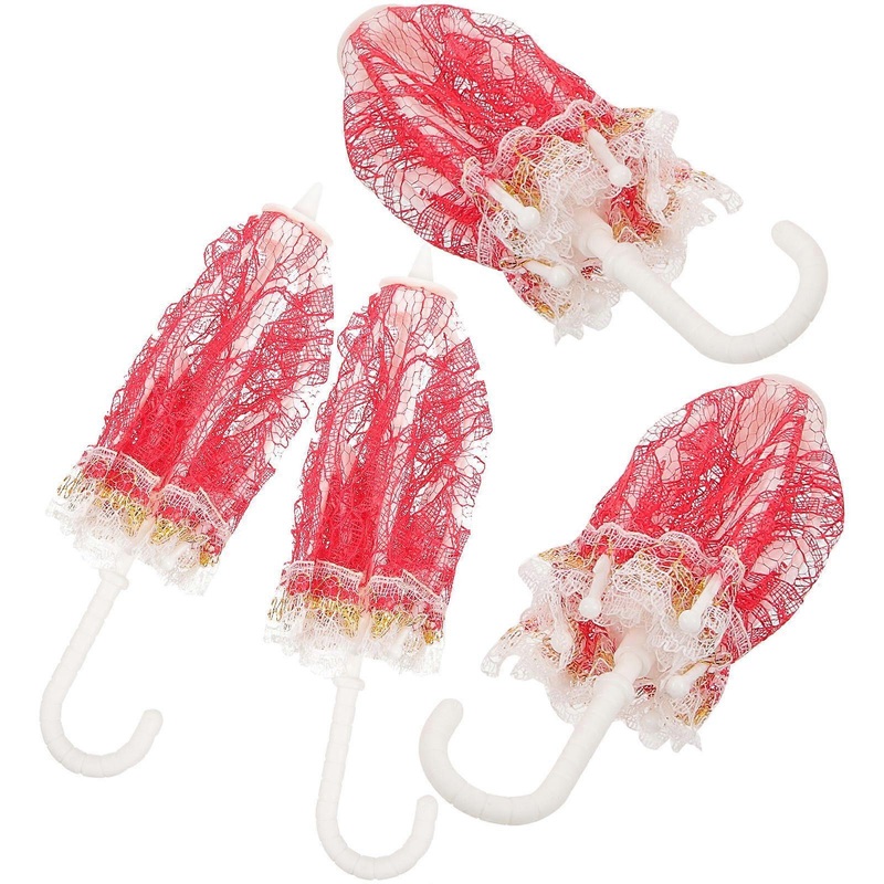 Adorable Mini Umbrellas Childrens Toy Mini House Landscape Decor 16x16cm 4Pcs