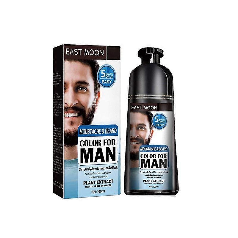 Beard Hair Color Dye Shampoo Natural Men Mustache Dying Black Darkening 100ML