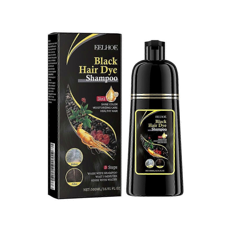 Black Hair Dye Shampoo 3 in 1 Champu Para Canas for Gray Coverage, black pure A