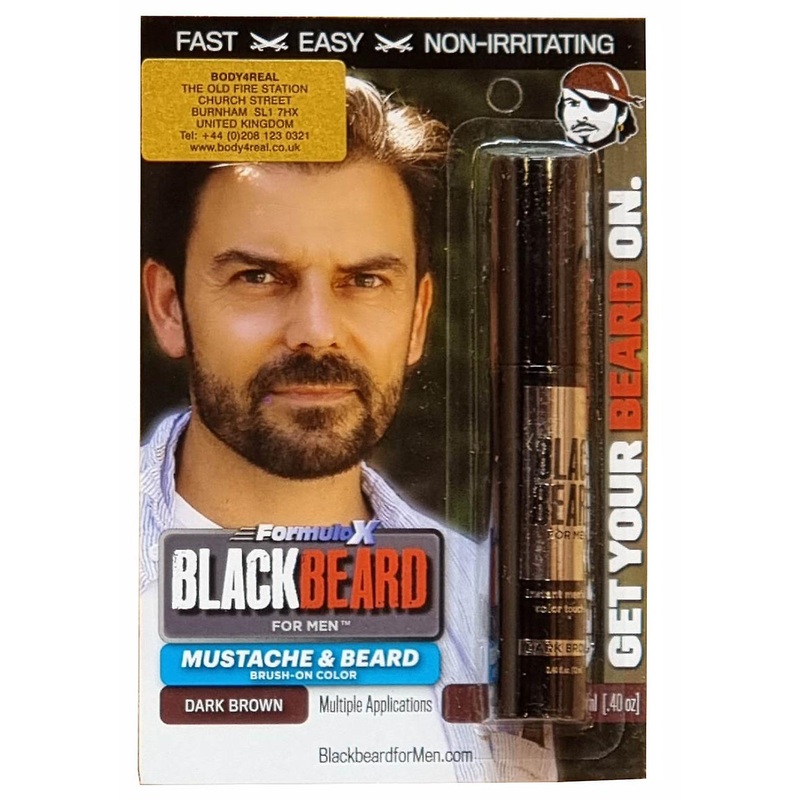 Blackbeard for Men Mens Hair Colour Mascara Beard Moustache Eyebrows Sideburns 12ml Dark Brown