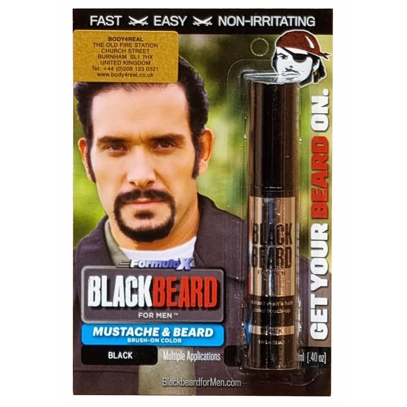 Blackbeard for Men temporary brush on colour for Beard Moustache Sideburns Mens 12ml Black
