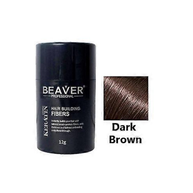 Dark Brown Keratin Hair Building Fibers Beaver 12g