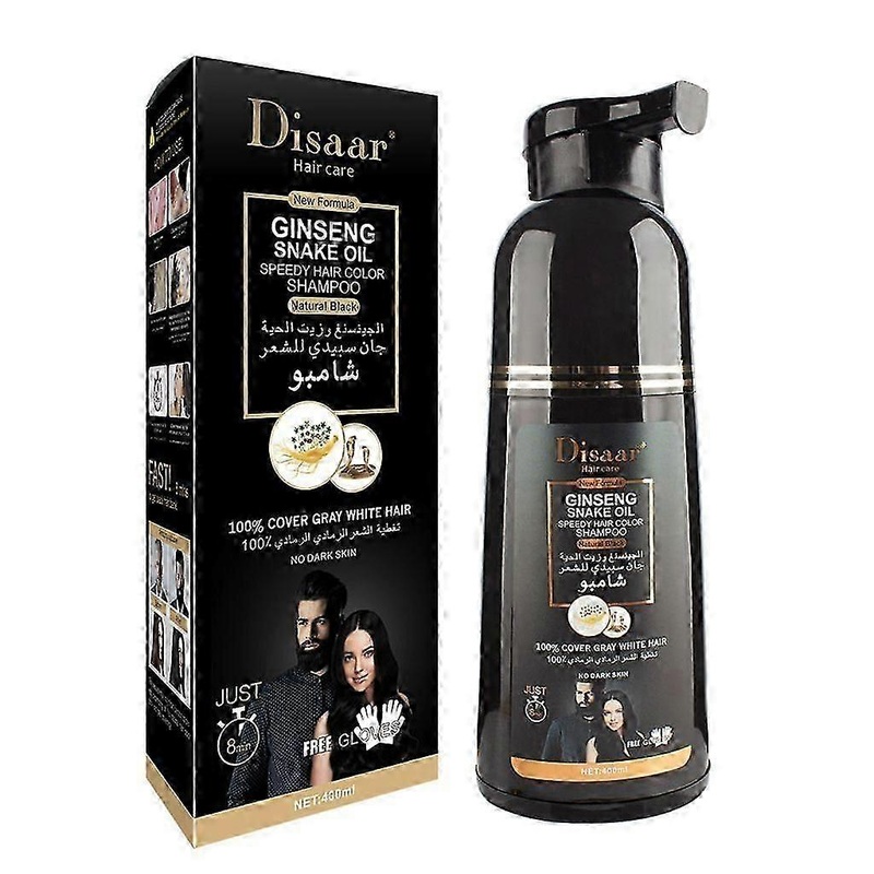 Hair Coloring Shampoo Ginseng Snake Oil Fast Hair Dye Repair Damaged Hair 400ml