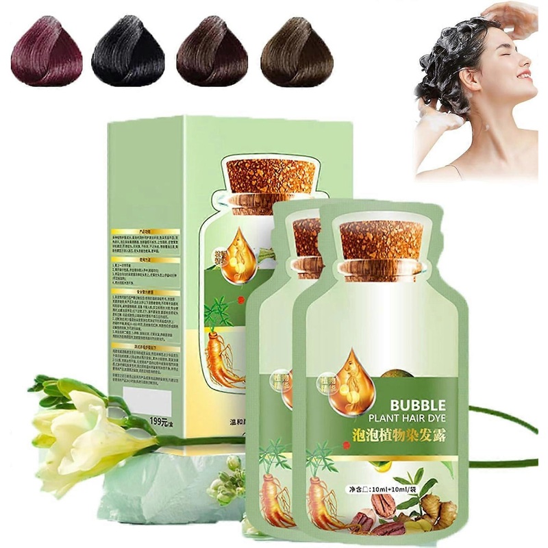 Huang YI Natural Plant Hair Dye, Natural Plant Hair Dye, New Botanical Bubble Hair Dye 10Packs/Box