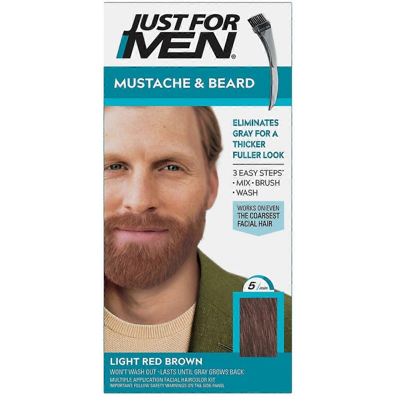 Just For Men Mustache & Beard Beard Coloring For Gray Hair With Brush Included, Light Red Brown M27