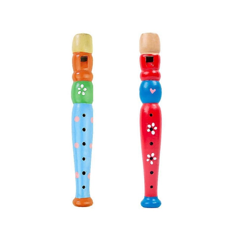 Kids Piccolo Wooden Recorder Toys for Toddler Music Education with Cartoon Design and Smooth Surface Assorted Color