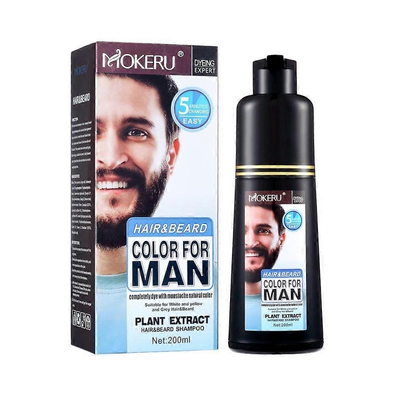 MenBlack Beard Hair Dye Color Shampoo Natural Permanent Hair Coloring.