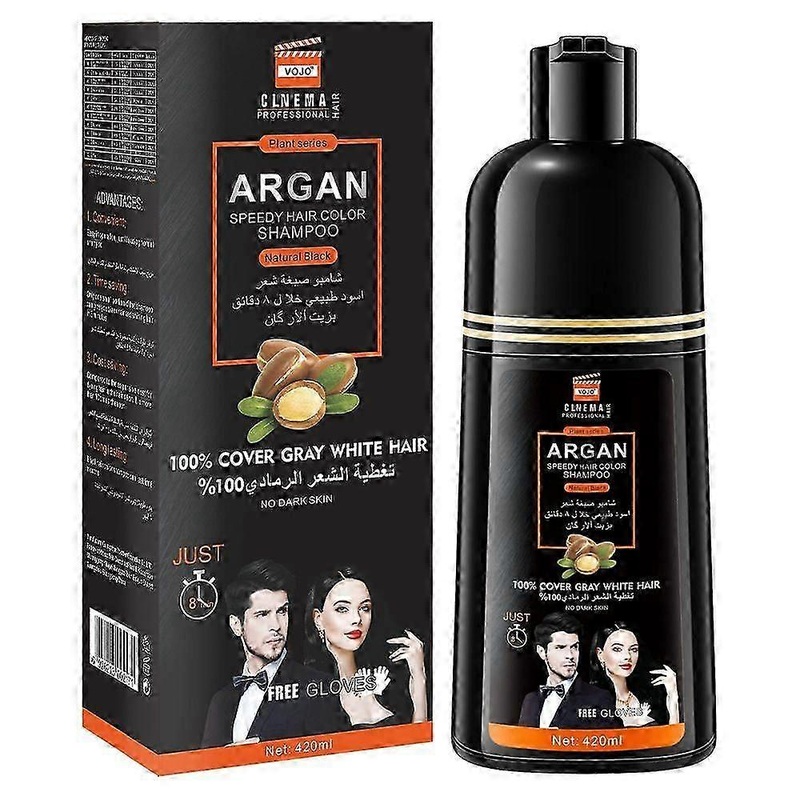 Instant Hair Dye Shampoo for Gray Hair Coverage,Hair Color Shampoo for Men/Women,3 in 1-100% Grey Cover,Herbal Ingredients Hair Shampoo 420ML