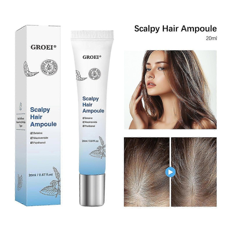 Scalp Hair Ampoule, Scalp Serum & Hair Growth Serum for Men & Women  Top-of-Head Protector with Roller, Non-Greasy, Improves Shine & Cleans Surface
