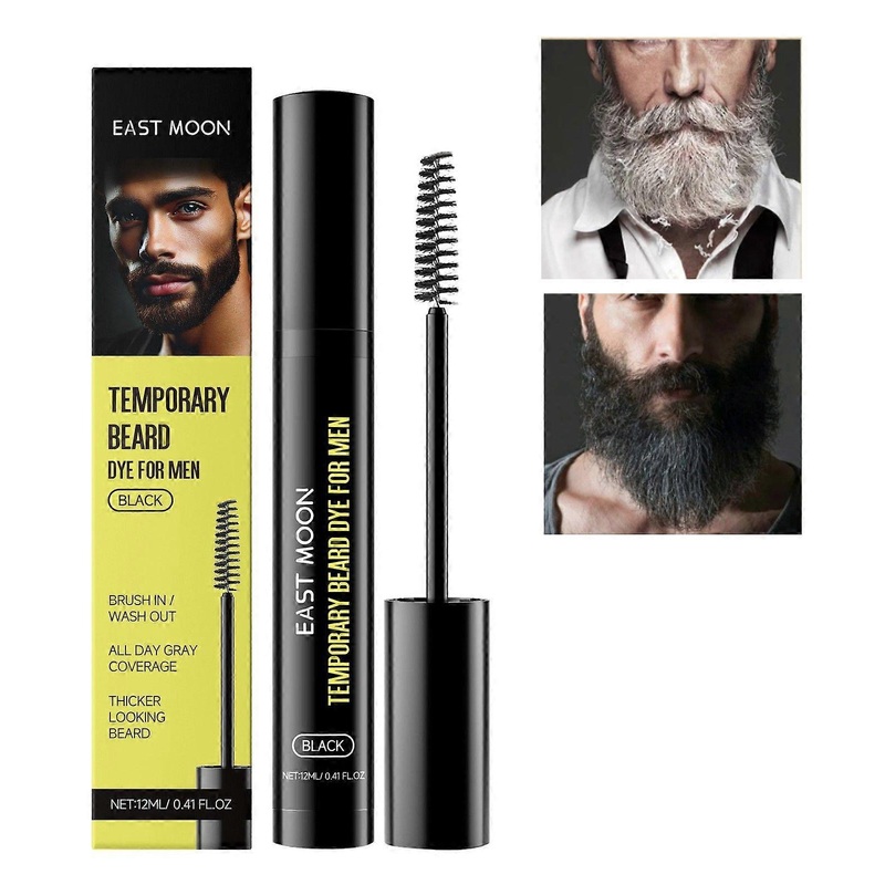 Temporary Beard Dye for Men – Black Beard, Mustache & Eyebrow Color for a Fuller, Well-Defined Look, Water & Sweat Resistant, Up to 30 Applications