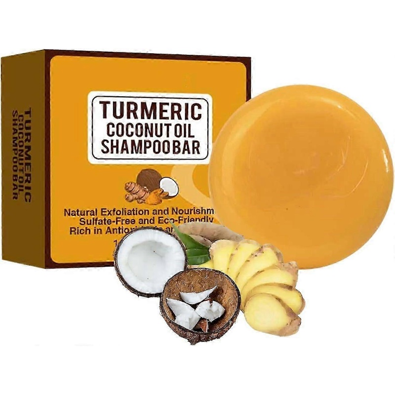 Turmeric Coconuts Oil Shampoo Soap, Natural Organic Shampoo Bar, Anti-Dandruff Shampoo Bar, Reduces Hair Loss, Nourishing, Volumizing & Strengthening