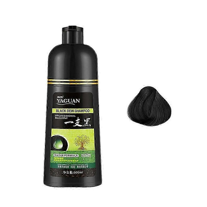 Yaguan Herbal Black Dew Shampoo, Black Hair Dye Shampoo 3-In-1 Dye Hair Colorin