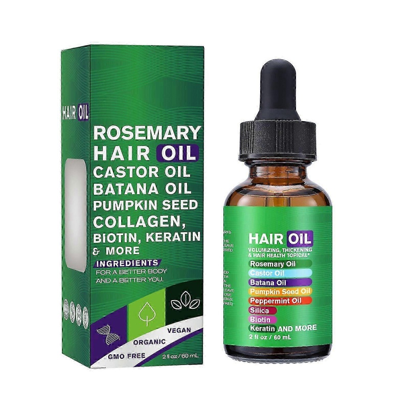 Rosemary Oil for Hair Growth, Natural Ingredients with Batana Oil, Castor Oil, Pumpkin Seed Oil, Keratin, Collagen and Biotin , Prevent Hair Loss, 60M