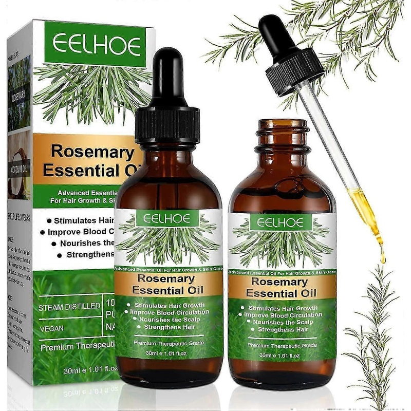 2 Pack Rosemary Oil for Hair Growth Rosemary Essential Oil for Skin & Hair Care Hair Strengthening Oil for Fuller Healthier Hair Perfect for Aromather