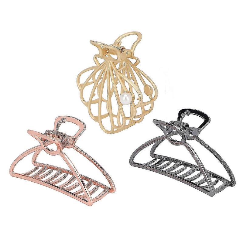 3pcs Alloy Hair Clips, Elegant 3-Color Set for Daily & Party Wear