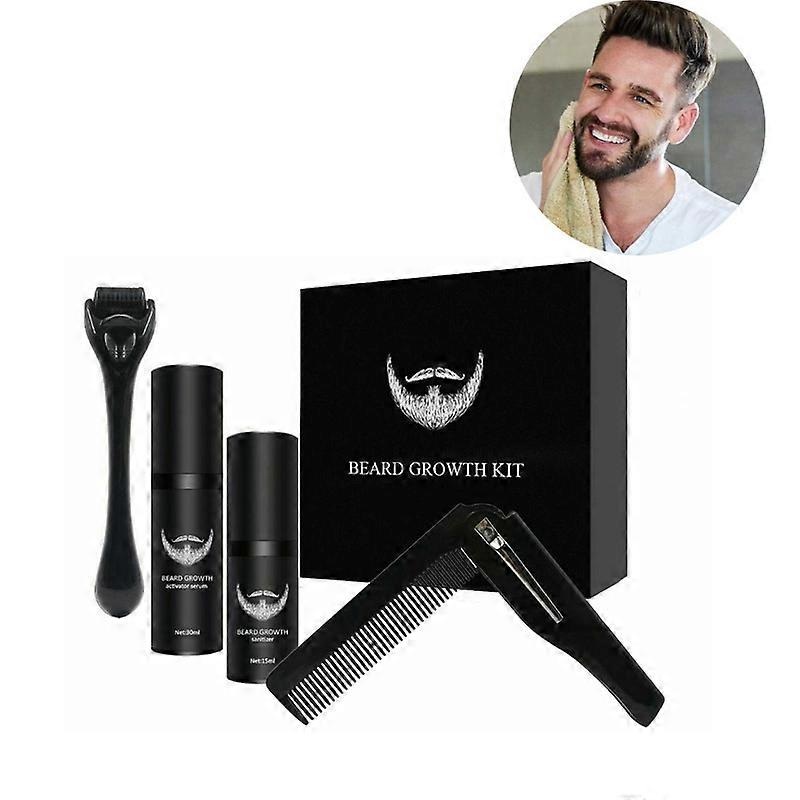 4pcs Bread Growth Kit Men Beard Care Set Hair Growth Enhancer Grooming Tool