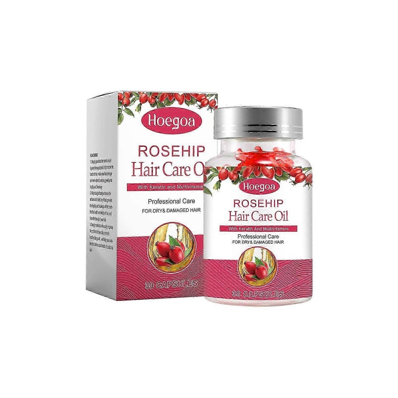 Hoegoa Rosehip Oil Hair Care Capsules Scalp Massage Dry and Frizzy Smooth Moisturizing and Smooth Hair Care Capsules