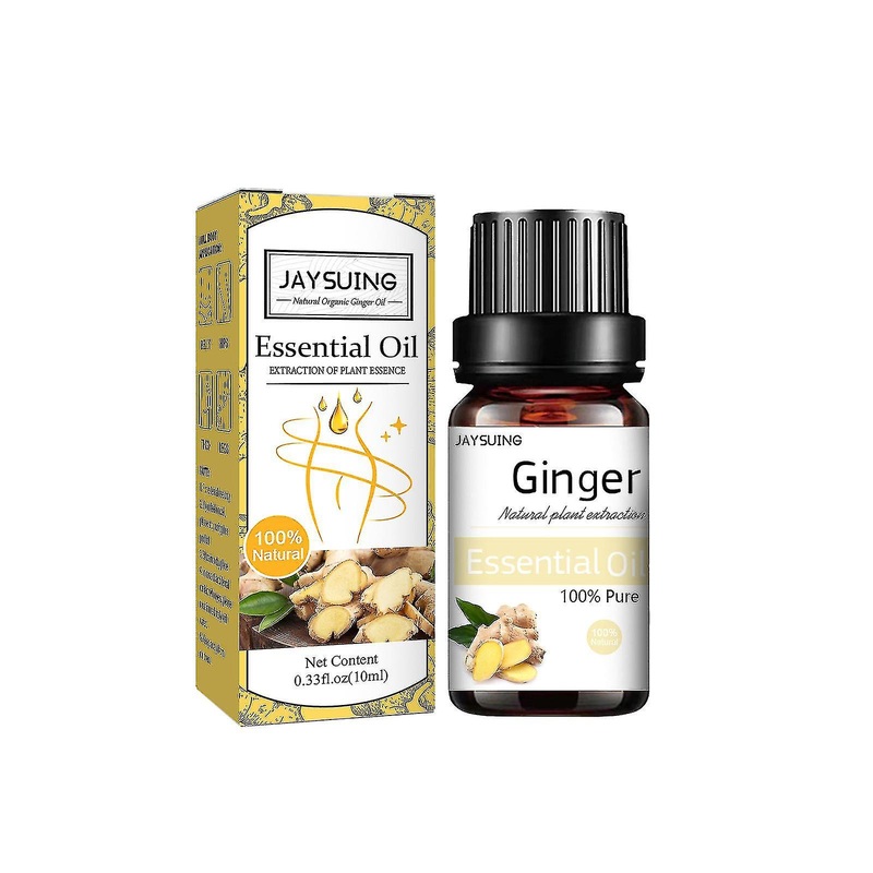 Jaysuing Organic Ginger Oil Potbelly Thigh Massage Firming Body Shaping Relieve Muscle Tension Body Essential Oil