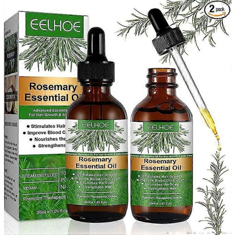 2 Pcs Rosemary Essential Oil for Hair Growth, Skin & Hair Care, Hair Strengthening Products For Fuller Healthier