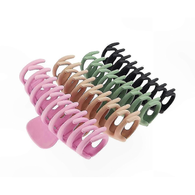 Large Hair Clip Set – Black, Green, Pink, Khaki – 1 Piece Each Color