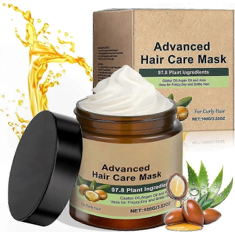 Moisturizing Treatment for Dry and Damaged Hair, Intensive Repair Mask with Argan and Castor Oils