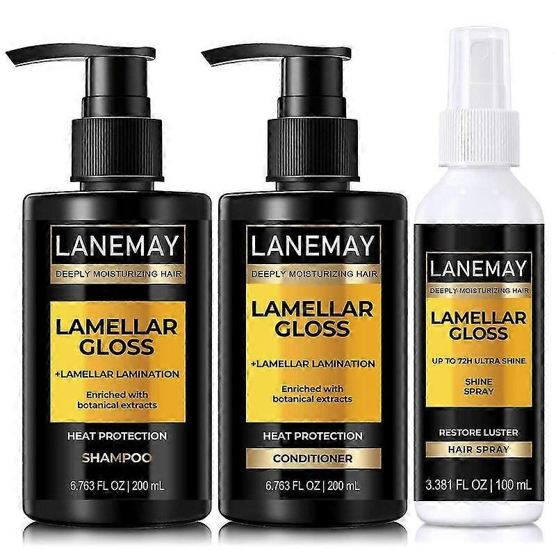 Shampoo, Conditioner & Shine Hair Spray Set Hair Smoothing Products for Glossy Hair, Sleek Looks & Frizz Control