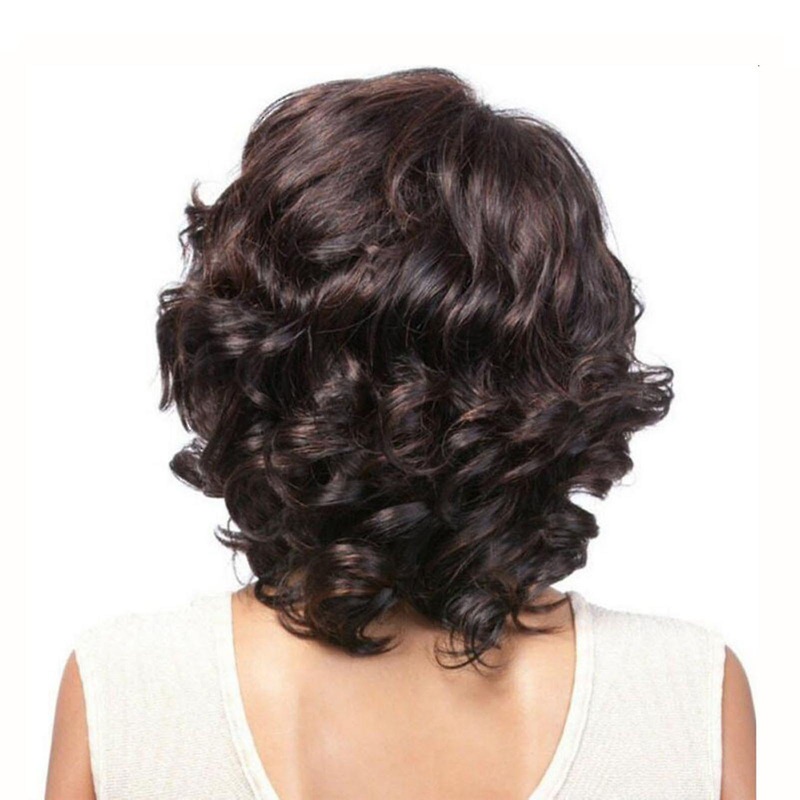 Women Natural Sexy Short Wavy Curly Synthetic Wig Fsahion Parting Wigs