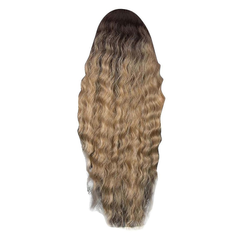 Women’s Dark Brown Gradient Gradient Micro Curl Head Set Wavy Curl Wig Hair Wigs