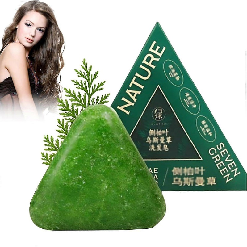 1-3pcs Nature Triangle Shampoo Bar Usman Herb and Ginseng for Hair Regrowth, Scalp Care, Calming & Strengthens Hair for Women and Men