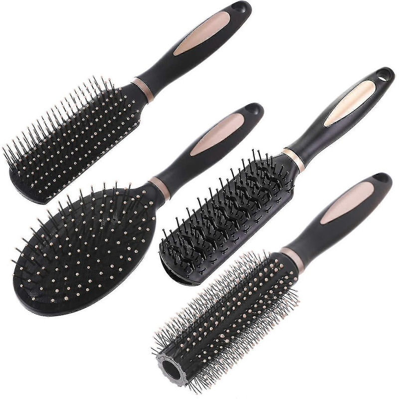 4pcs Hair Brush Set Anti Static Massage Oval Comb Round Hair Detangling Brush