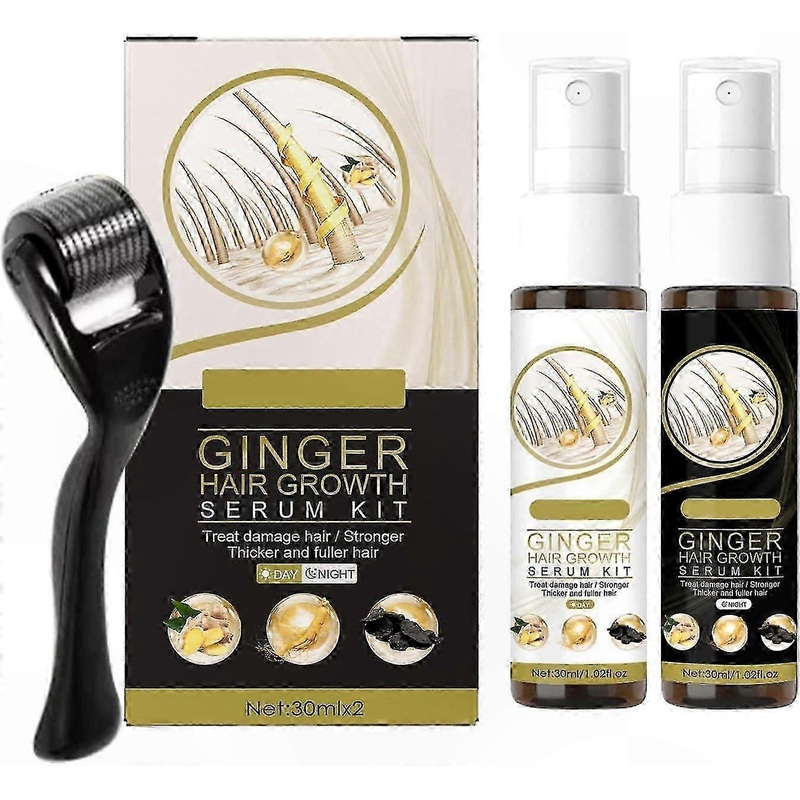 Hair Regrowth Kit with Derma Roller and Serum, Enhance Hair Thickness and Strength, Combat Hair Loss, 0.25MM Roller for Root Support