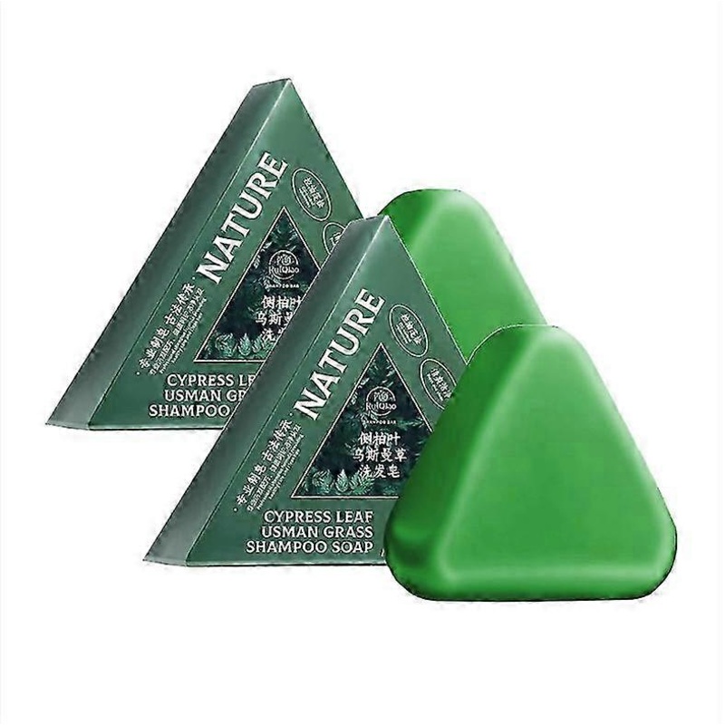 1-5X Nature Triangle Shampoo Bar, Nature Seven Green Soap Shampoo, Natural Usman Grass Shampoo Bar, Calming & Strengthens Hair for Women and Men